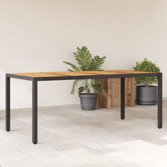 Tuintafel met acaciahouten blad 190x90x75 cm poly rattan zwart is nu te koop bij PeponiXL, paradijselijk wonen!