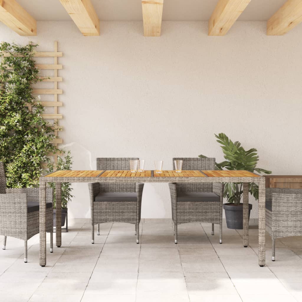 Tuintafel met acaciahouten blad 190x90x75 cm poly rattan grijs is nu te koop bij PeponiXL, paradijselijk wonen!