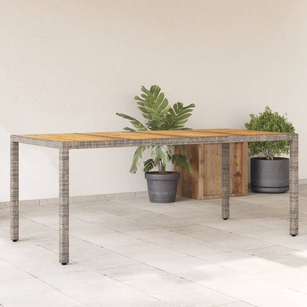 Tuintafel met acaciahouten blad 190x90x75 cm poly rattan grijs is nu te koop bij PeponiXL, paradijselijk wonen!