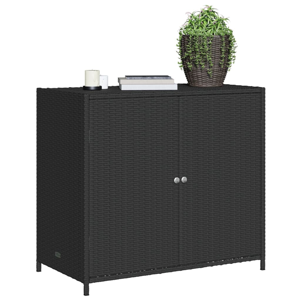 Tuinkast 83x45x76 cm poly rattan zwart is nu te koop bij PeponiXL, paradijselijk wonen!