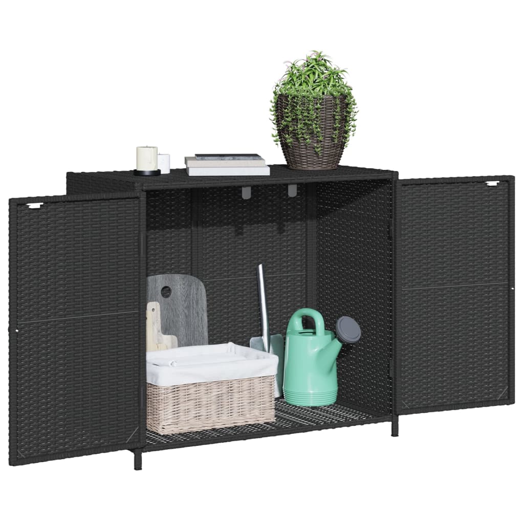Tuinkast 83x45x76 cm poly rattan zwart is nu te koop bij PeponiXL, paradijselijk wonen!