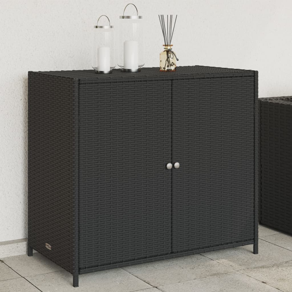 Tuinkast 83x45x76 cm poly rattan zwart is nu te koop bij PeponiXL, paradijselijk wonen!