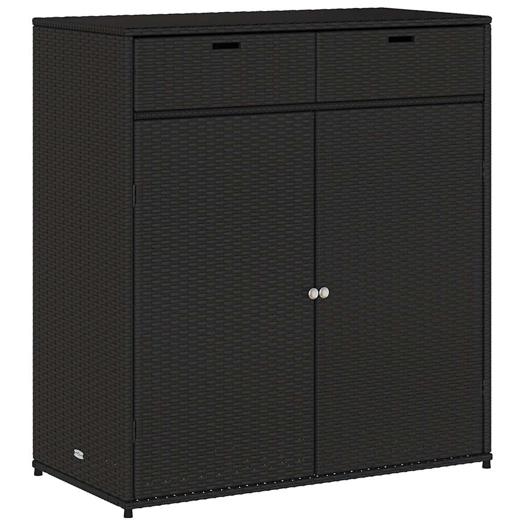 Tuinkast 105x55x113 cm poly rattan zwart is nu te koop bij PeponiXL, paradijselijk wonen!