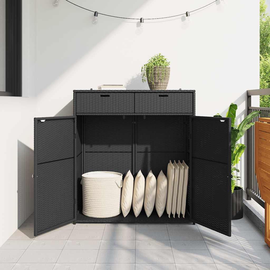 Tuinkast 105x55x113 cm poly rattan zwart is nu te koop bij PeponiXL, paradijselijk wonen!