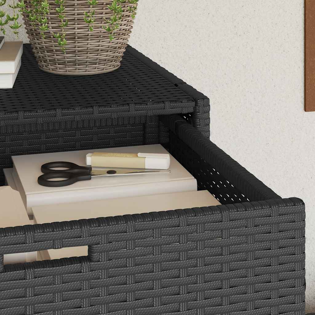 Tuinkast 105x55x113 cm poly rattan zwart is nu te koop bij PeponiXL, paradijselijk wonen!