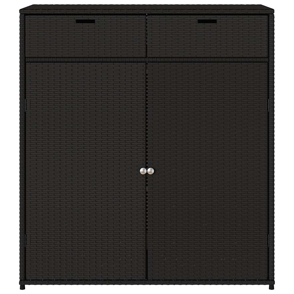 Tuinkast 105x55x113 cm poly rattan zwart is nu te koop bij PeponiXL, paradijselijk wonen!