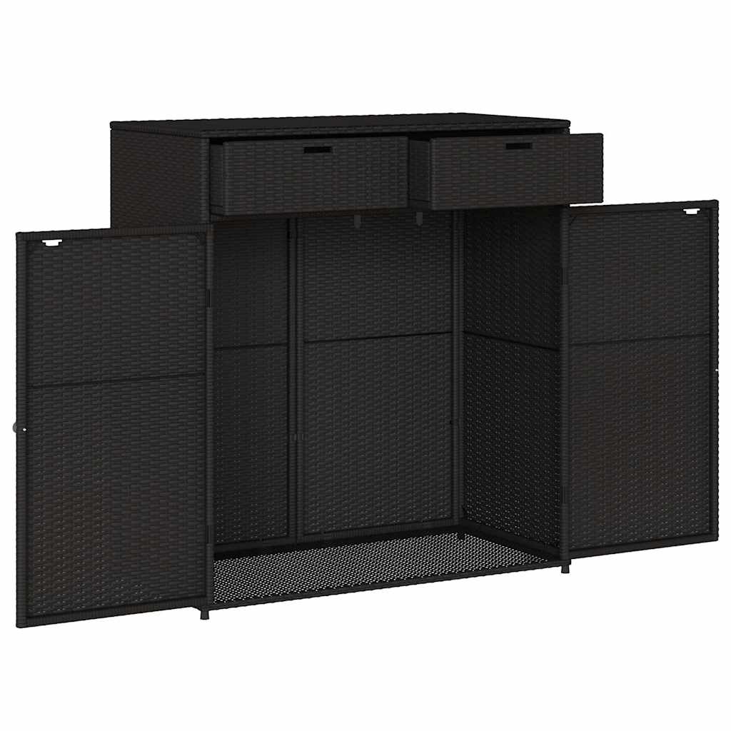 Tuinkast 105x55x113 cm poly rattan zwart is nu te koop bij PeponiXL, paradijselijk wonen!