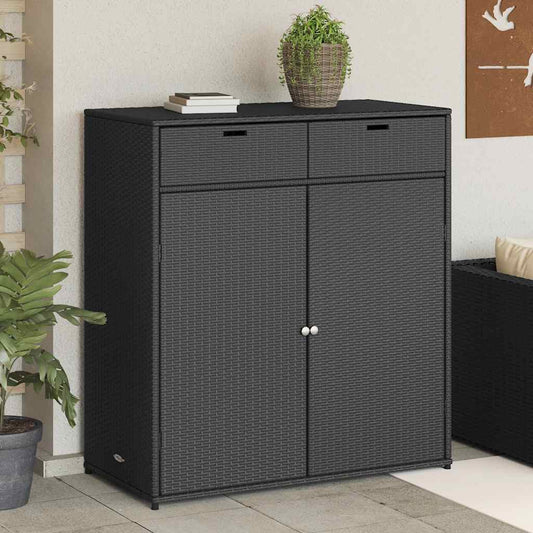 Tuinkast 105x55x113 cm poly rattan zwart is nu te koop bij PeponiXL, paradijselijk wonen!