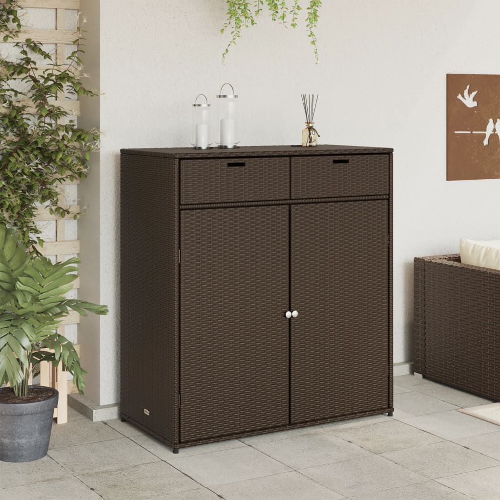 Tuinkast 105x55x113 cm poly rattan bruin is nu te koop bij PeponiXL, paradijselijk wonen!