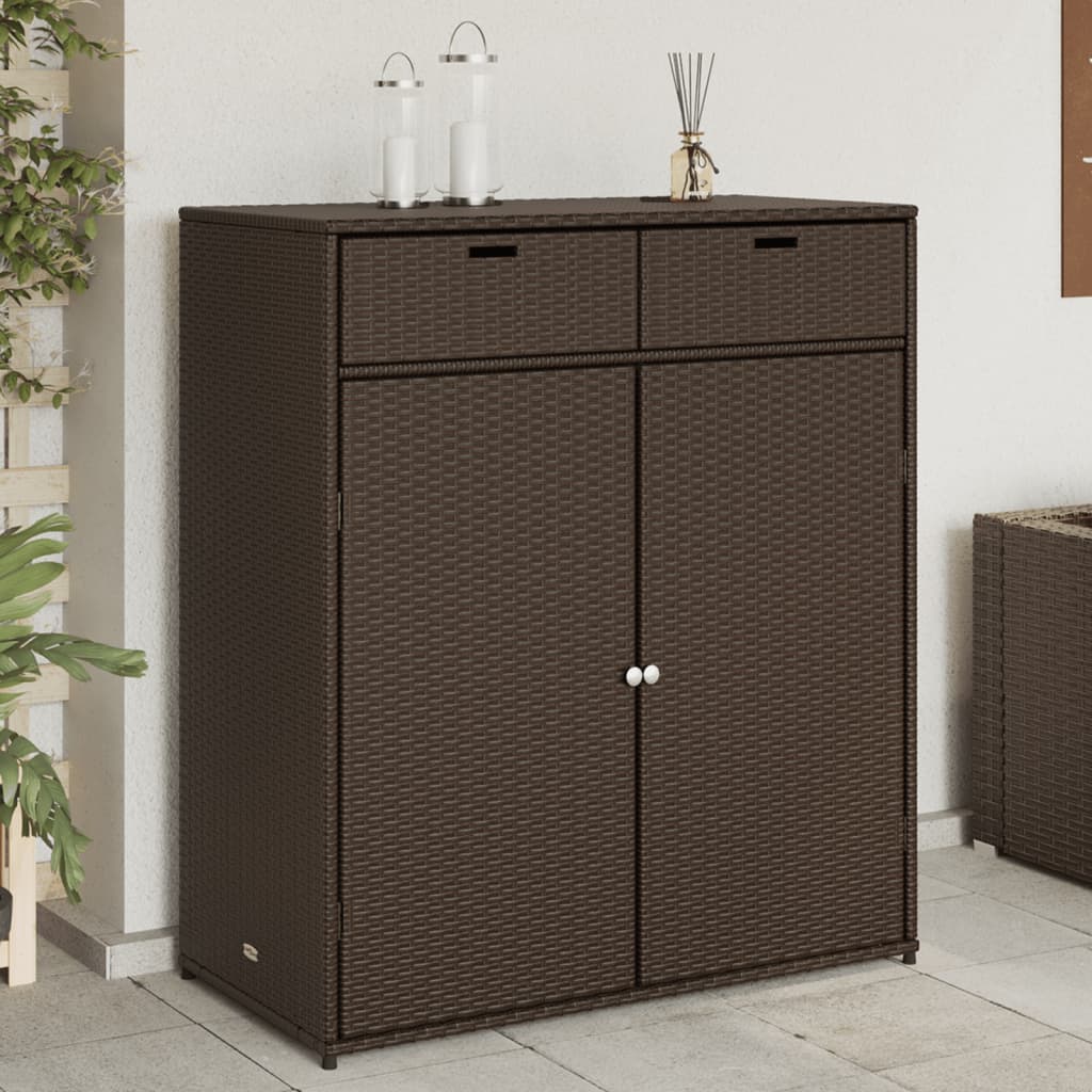 Tuinkast 105x55x113 cm poly rattan bruin is nu te koop bij PeponiXL, paradijselijk wonen!