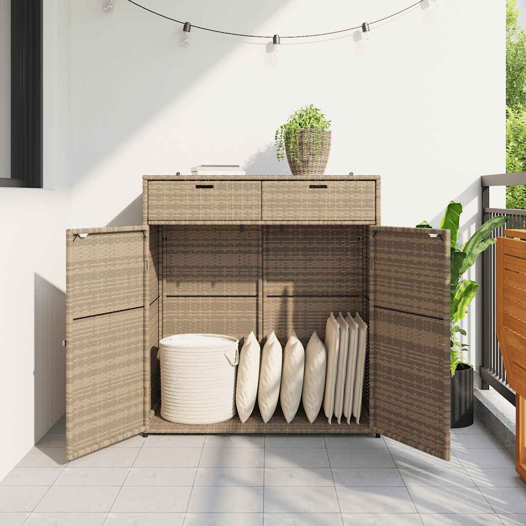 Tuinkast 105x55x113 cm poly rattan beige is nu te koop bij PeponiXL, paradijselijk wonen!