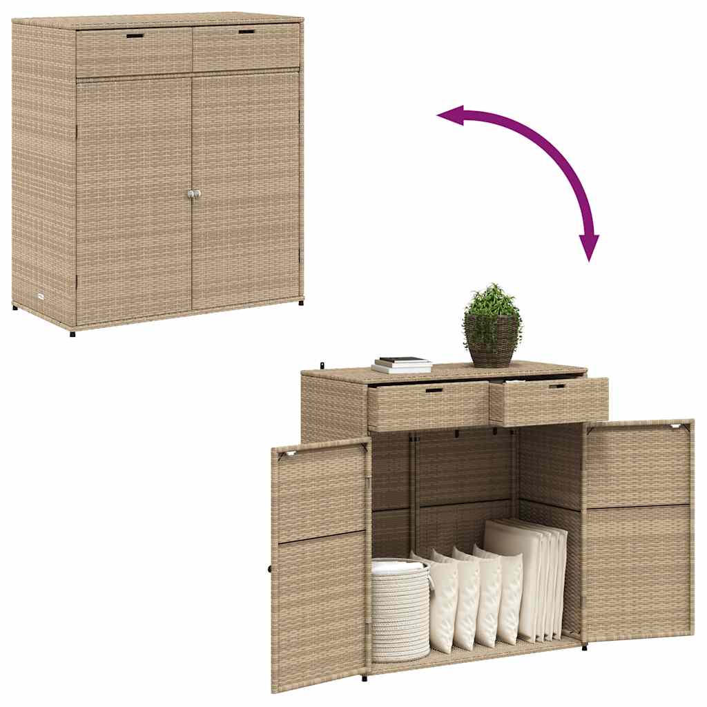 Tuinkast 105x55x113 cm poly rattan beige is nu te koop bij PeponiXL, paradijselijk wonen!