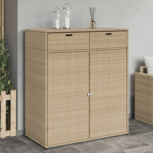 Tuinkast 105x55x113 cm poly rattan beige is nu te koop bij PeponiXL, paradijselijk wonen!