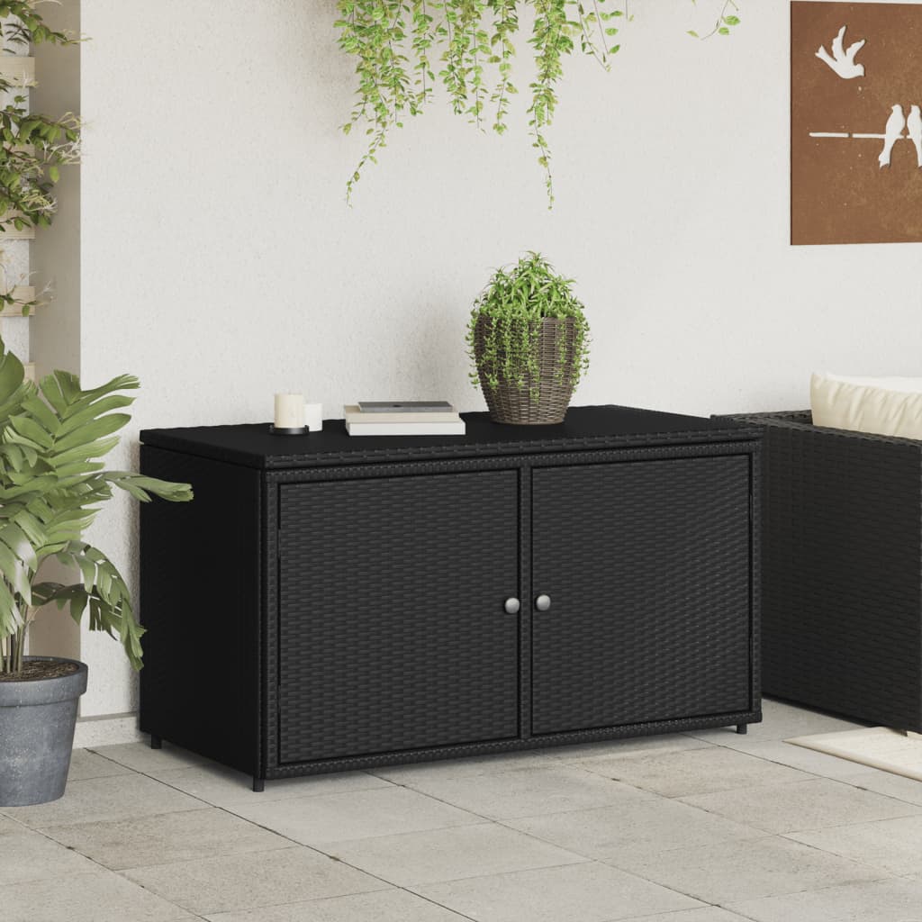 Tuinkast 110x55x60,5 cm poly rattan zwart is nu te koop bij PeponiXL, paradijselijk wonen!
