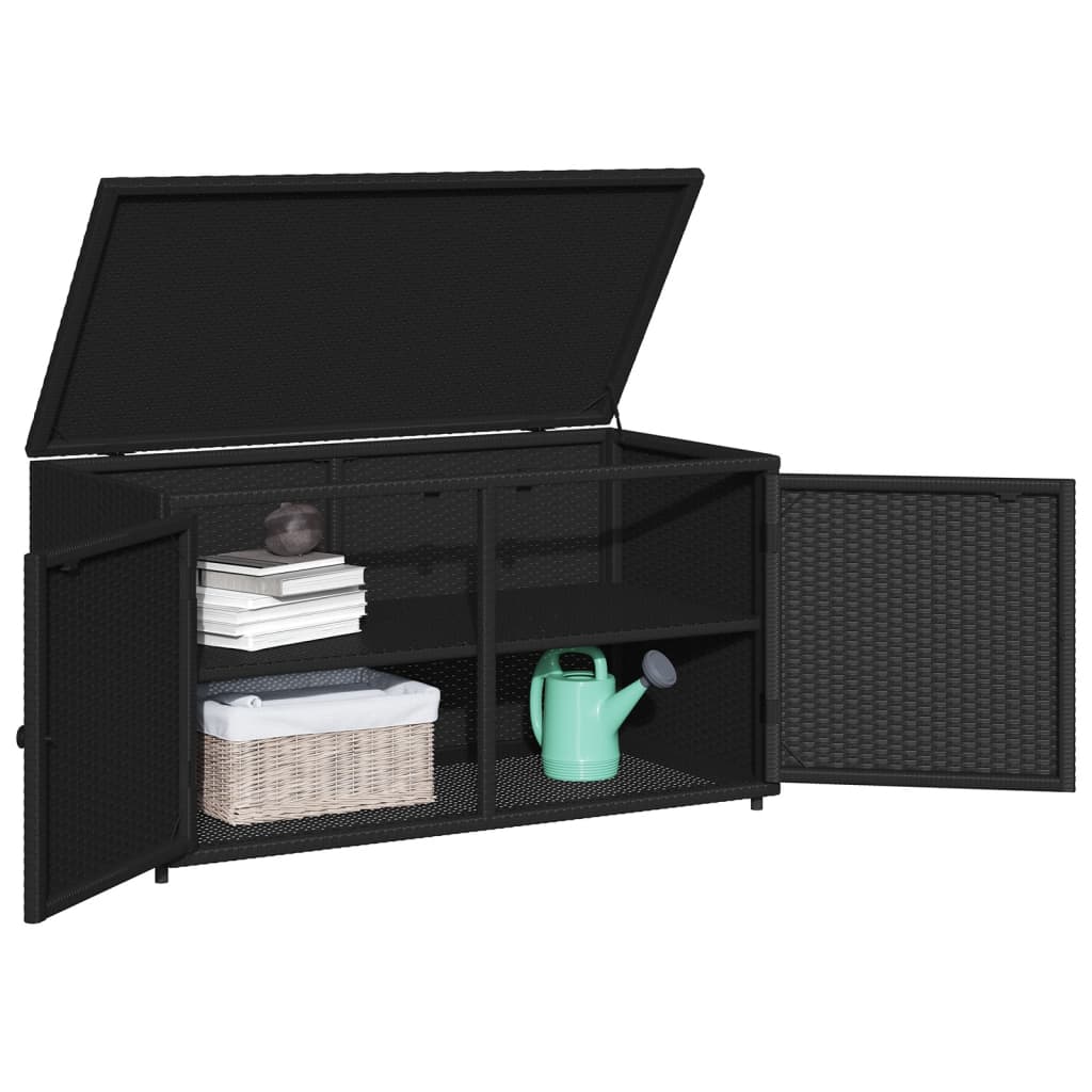Tuinkast 110x55x60,5 cm poly rattan zwart is nu te koop bij PeponiXL, paradijselijk wonen!