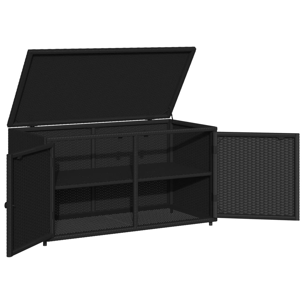 Tuinkast 110x55x60,5 cm poly rattan zwart is nu te koop bij PeponiXL, paradijselijk wonen!