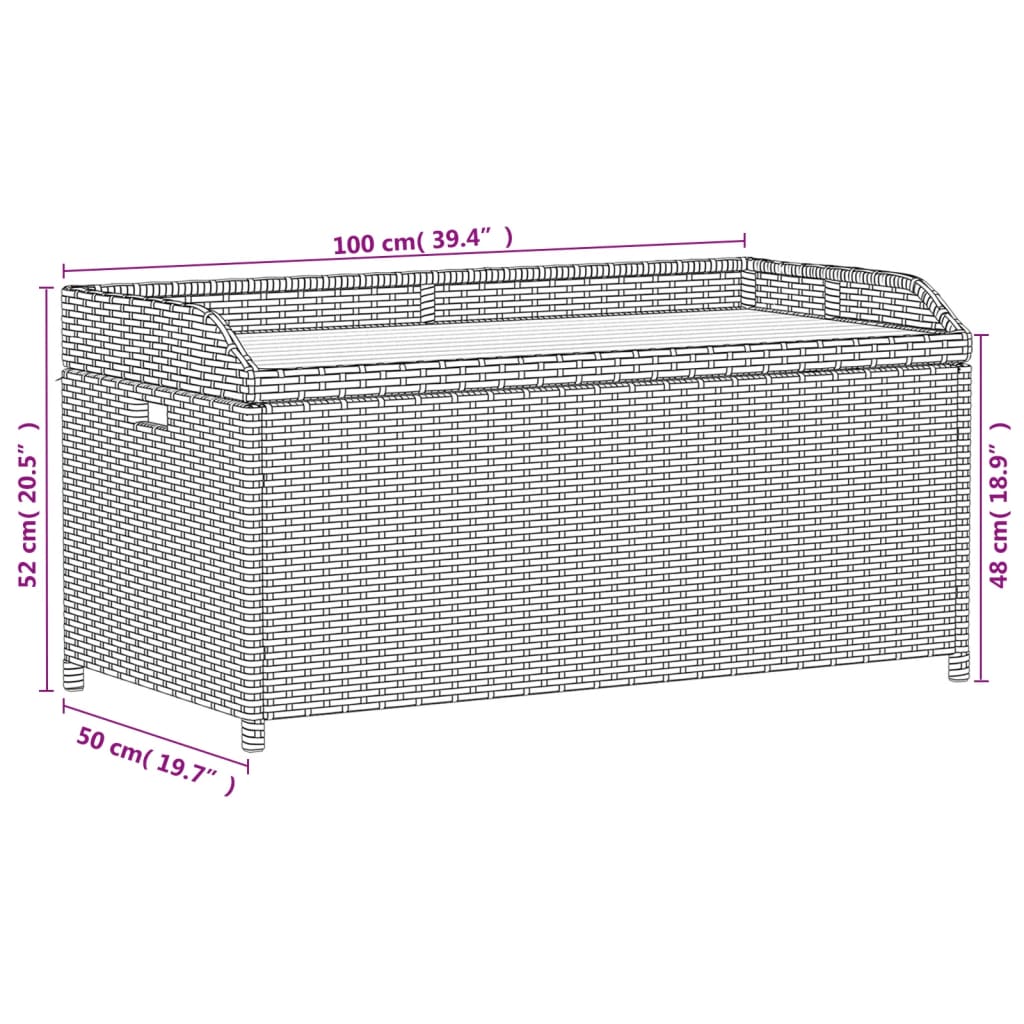 Opbergbank 100x50x52 cm poly rattan en acaciahout grijs is nu te koop bij PeponiXL, paradijselijk wonen!