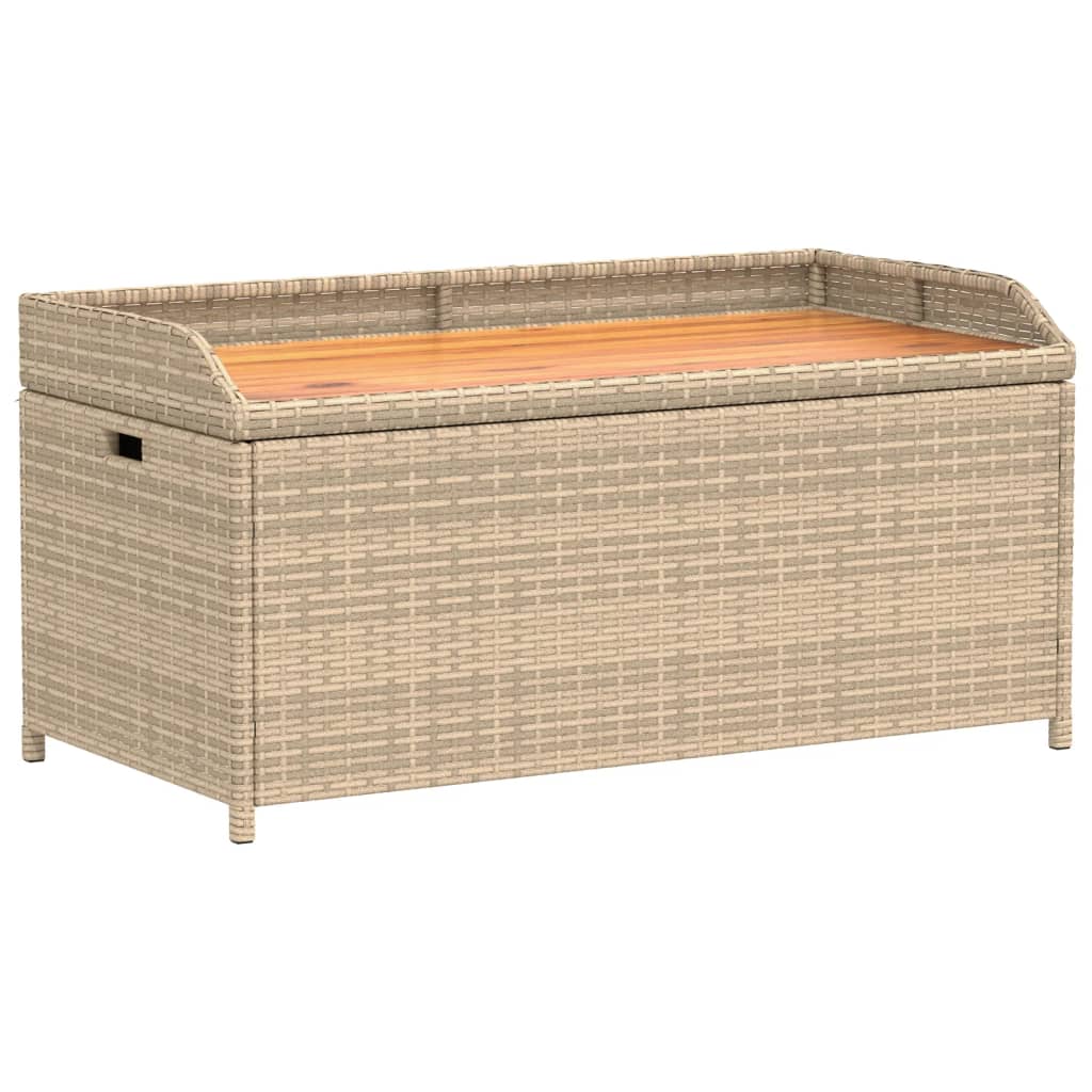 Opbergbankje 100x50x52 cm poly rattan acaciahout gemengd beige is nu te koop bij PeponiXL, paradijselijk wonen!