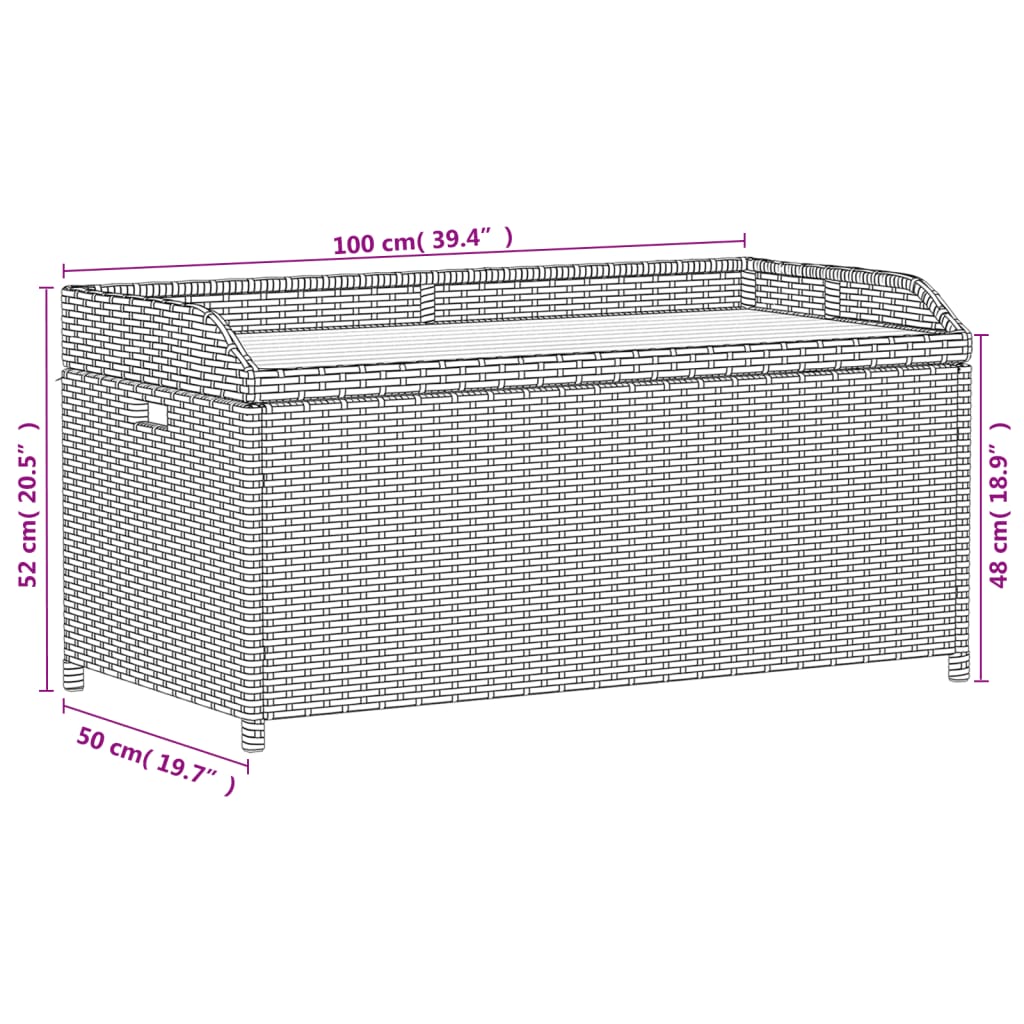 Opbergbankje 100x50x52 cm poly rattan acaciahout gemengd beige is nu te koop bij PeponiXL, paradijselijk wonen!