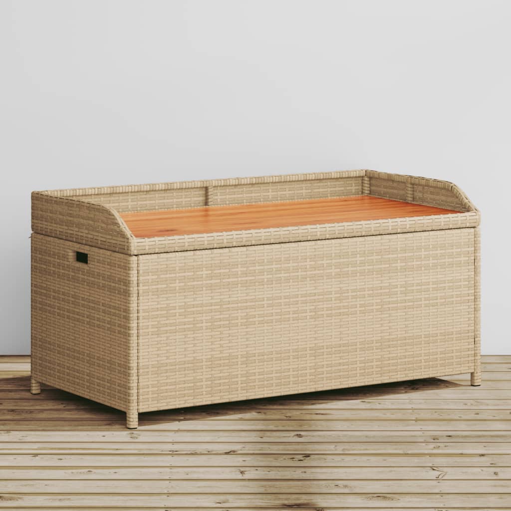 Opbergbankje 100x50x52 cm poly rattan acaciahout gemengd beige is nu te koop bij PeponiXL, paradijselijk wonen!