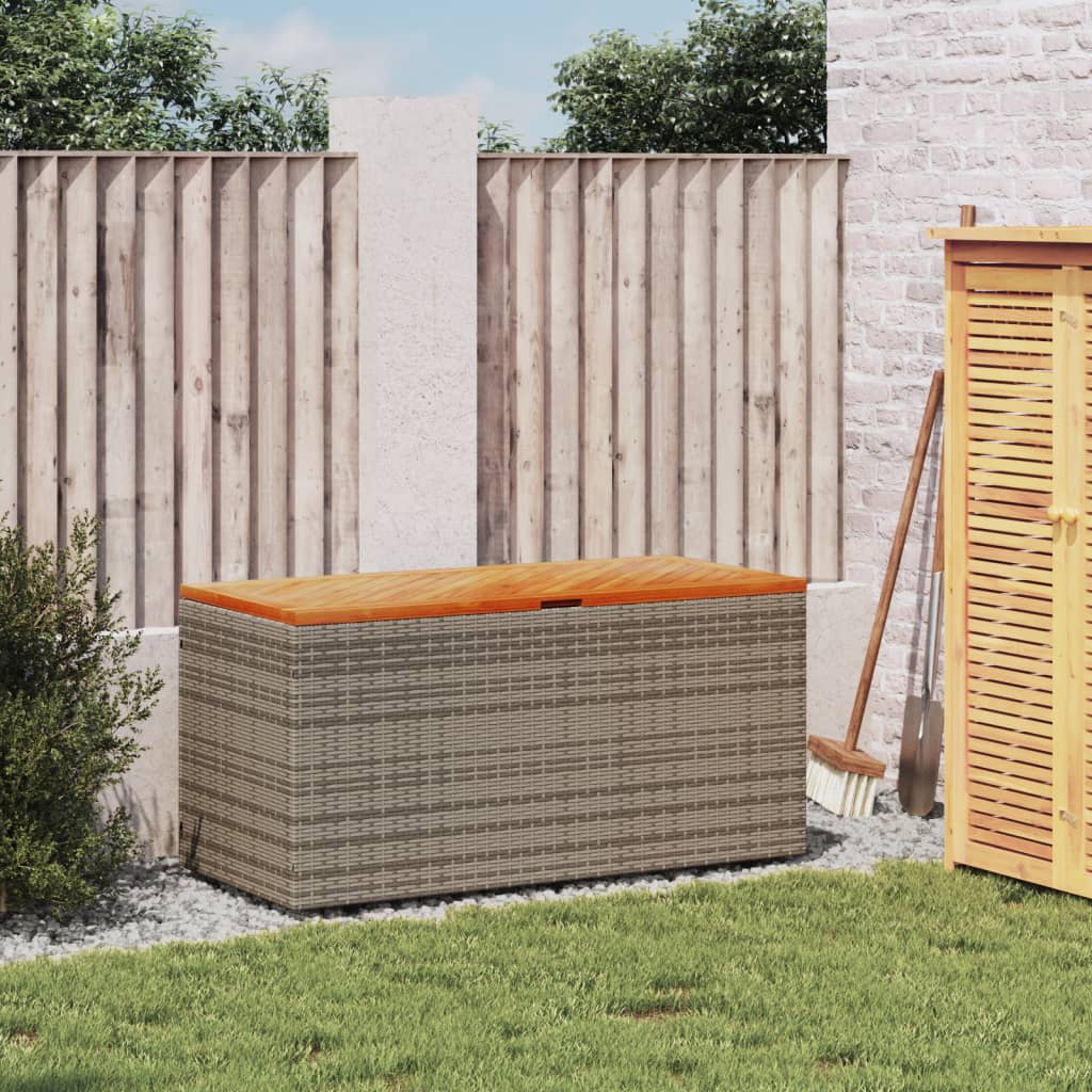 Tuinbox 110x50x54 cm poly rattan en acaciahout grijs is nu te koop bij PeponiXL, paradijselijk wonen!