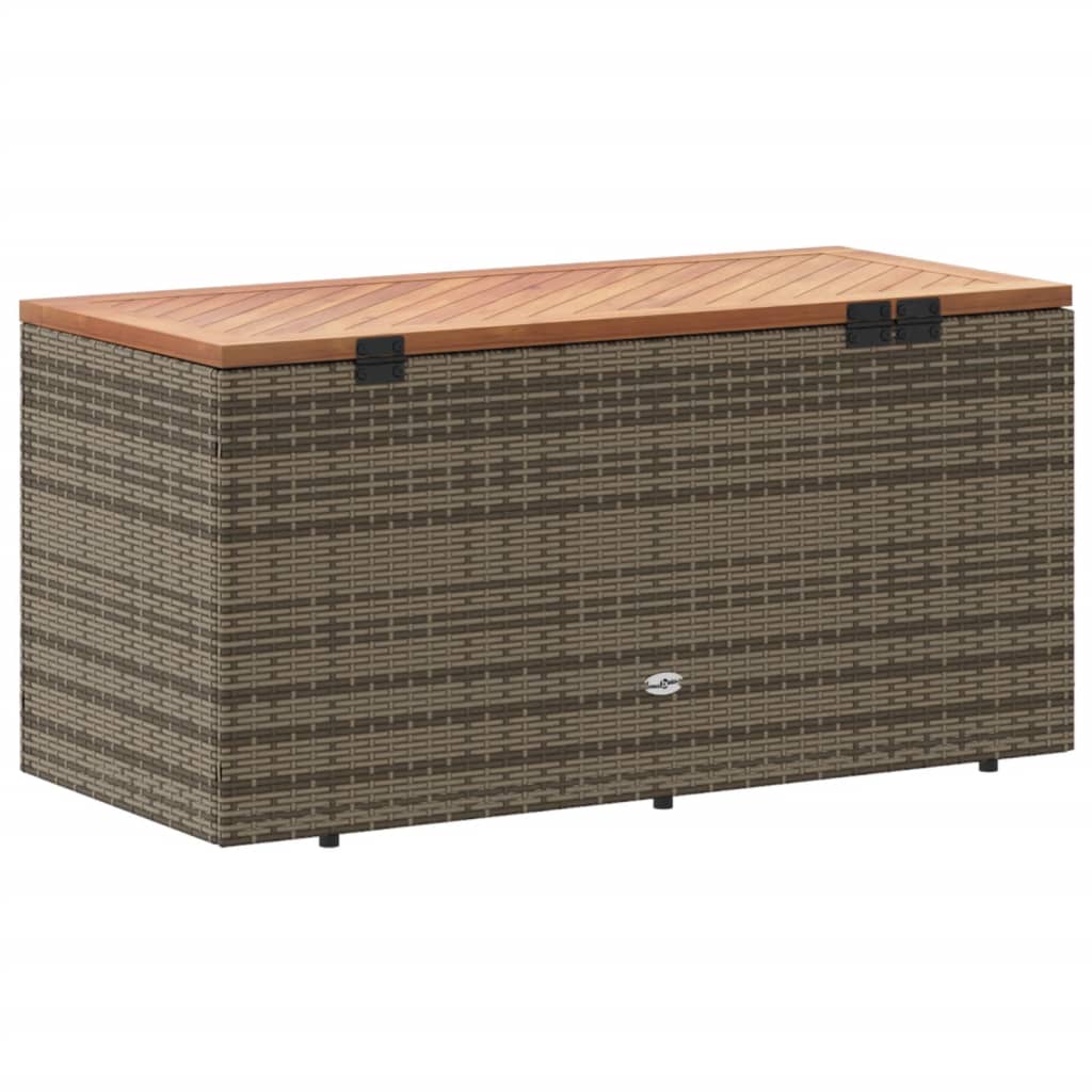Tuinbox 110x50x54 cm poly rattan en acaciahout grijs is nu te koop bij PeponiXL, paradijselijk wonen!