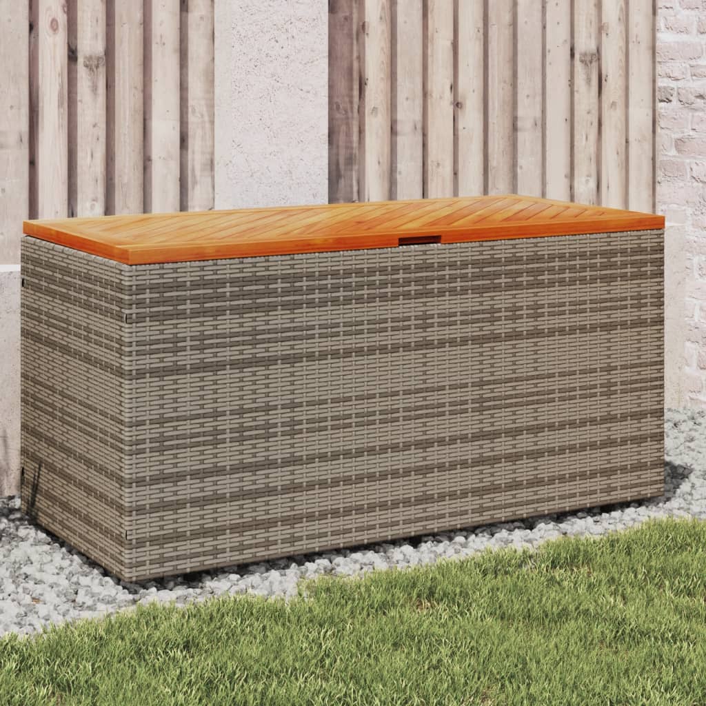 Tuinbox 110x50x54 cm poly rattan en acaciahout grijs is nu te koop bij PeponiXL, paradijselijk wonen!