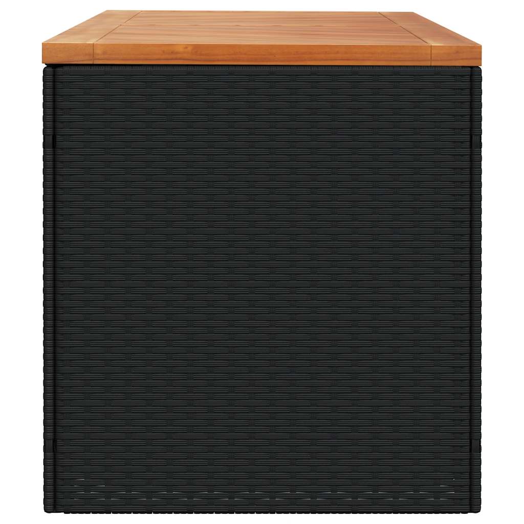 Tuinbox 220x50x54 cm poly rattan en acaciahout zwart is nu te koop bij PeponiXL, paradijselijk wonen!