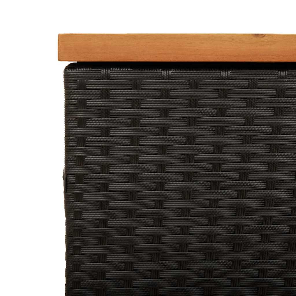 Tuinbox 220x50x54 cm poly rattan en acaciahout zwart is nu te koop bij PeponiXL, paradijselijk wonen!
