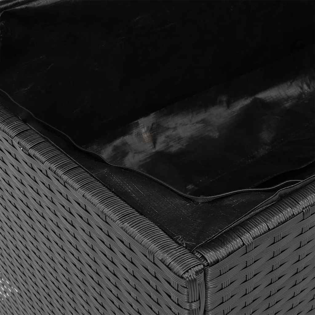 Tuinbox 220x50x54 cm poly rattan en acaciahout zwart is nu te koop bij PeponiXL, paradijselijk wonen!