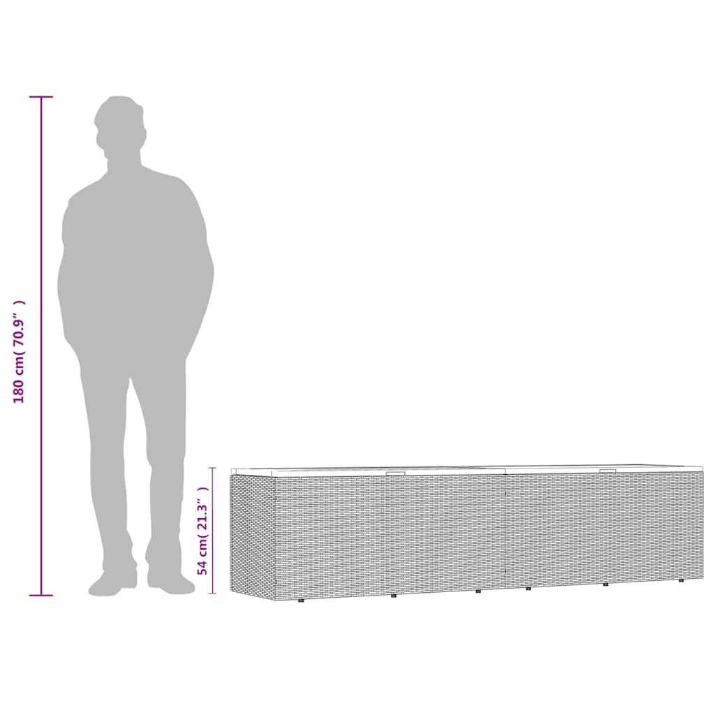 Tuinbox 220x50x54 cm poly rattan en acaciahout zwart is nu te koop bij PeponiXL, paradijselijk wonen!