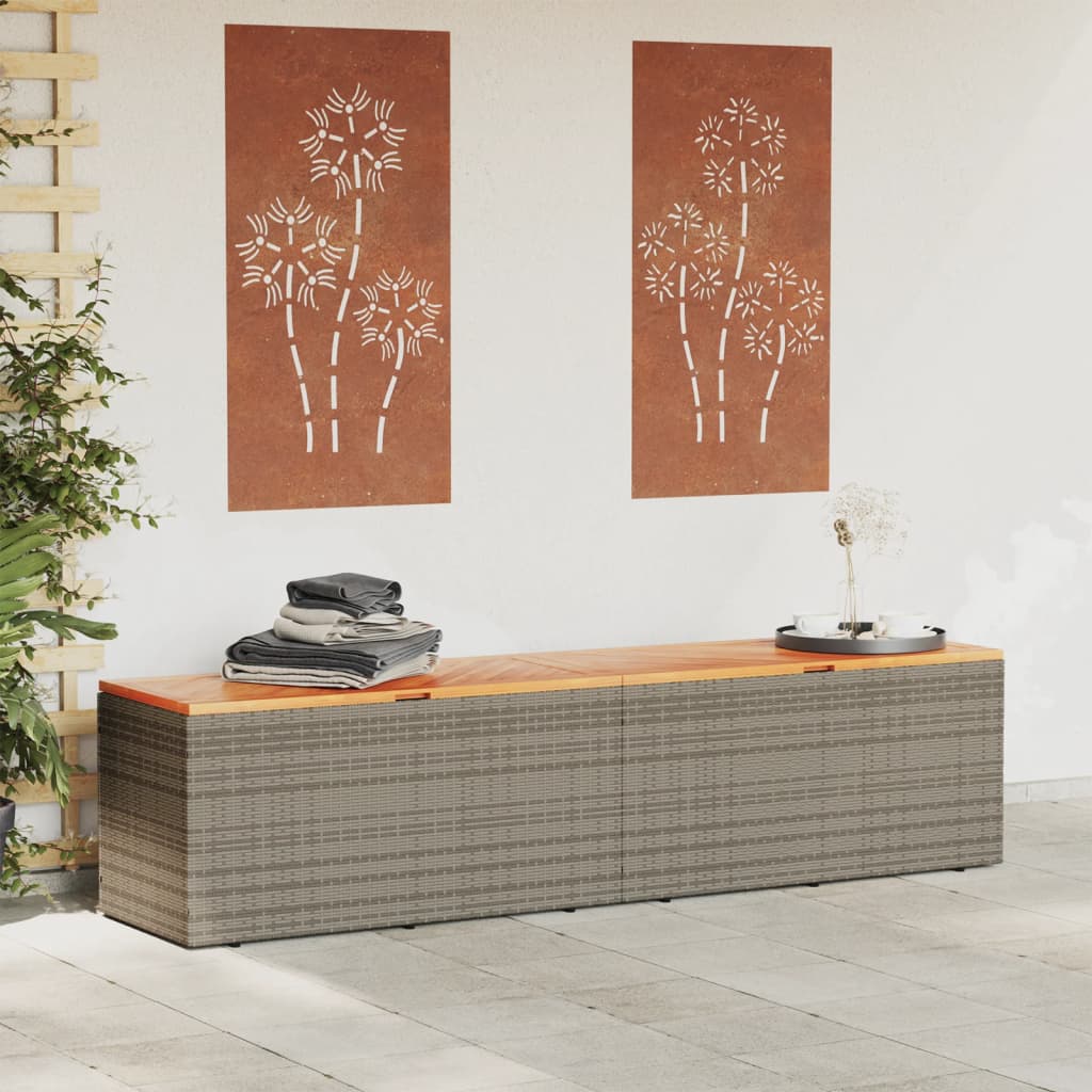 Tuinbox 220x50x54 cm poly rattan en acaciahout grijs is nu te koop bij PeponiXL, paradijselijk wonen!