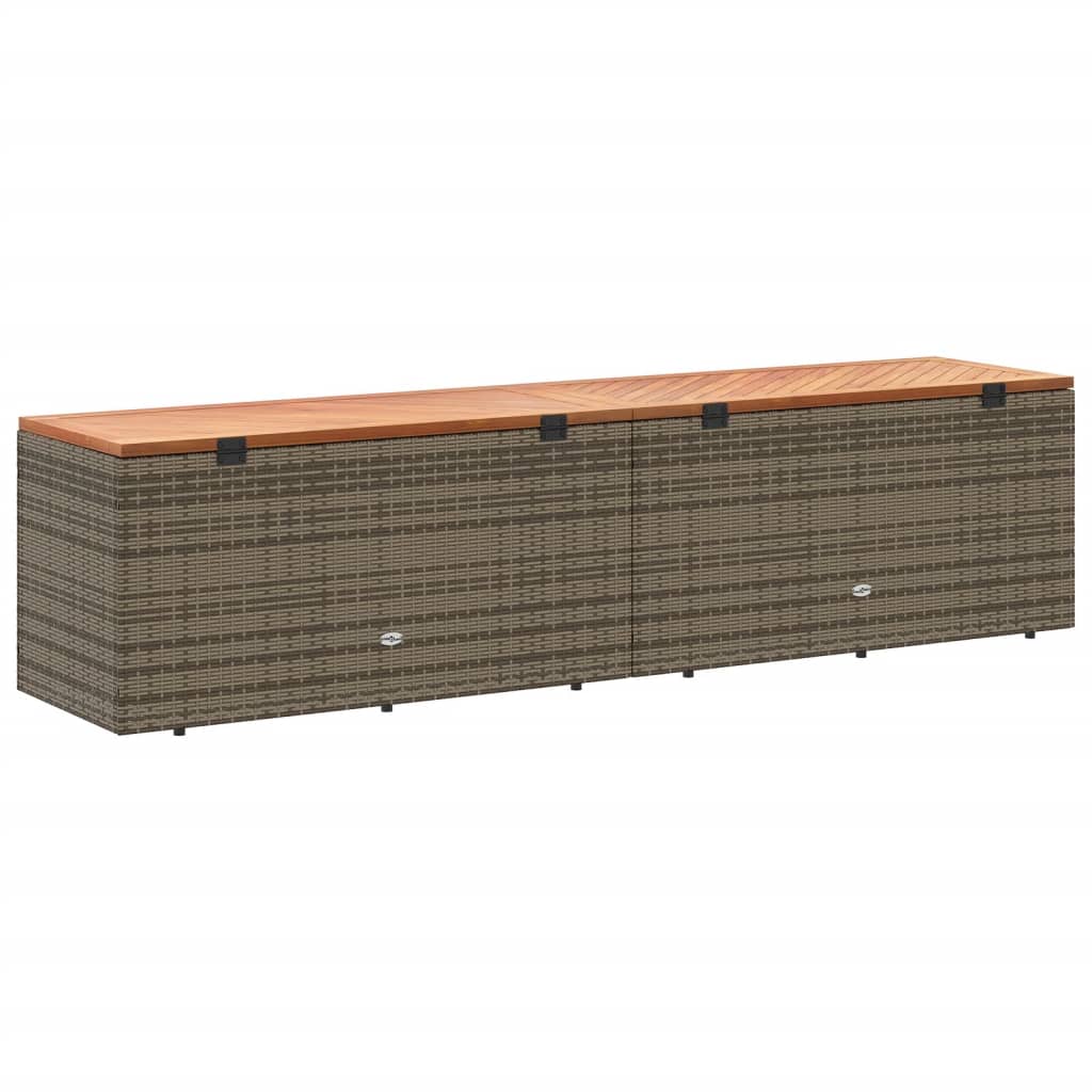 Tuinbox 220x50x54 cm poly rattan en acaciahout grijs is nu te koop bij PeponiXL, paradijselijk wonen!