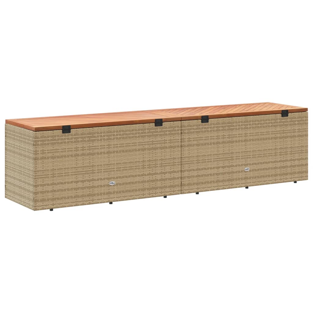 Tuinbox 220x50x54 cm poly rattan en acaciahout beige is nu te koop bij PeponiXL, paradijselijk wonen!