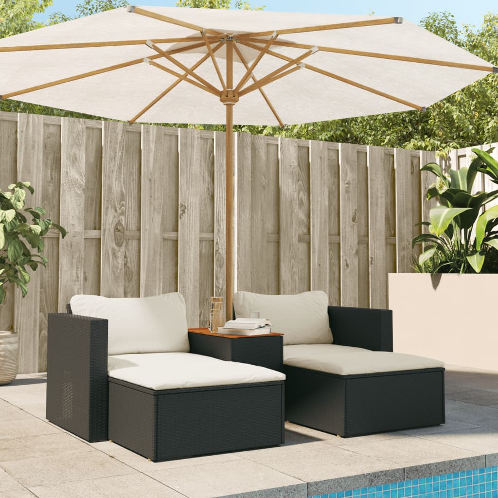 5-delige Loungeset met kussens poly rattan acacia zwart is nu te koop bij PeponiXL, paradijselijk wonen!