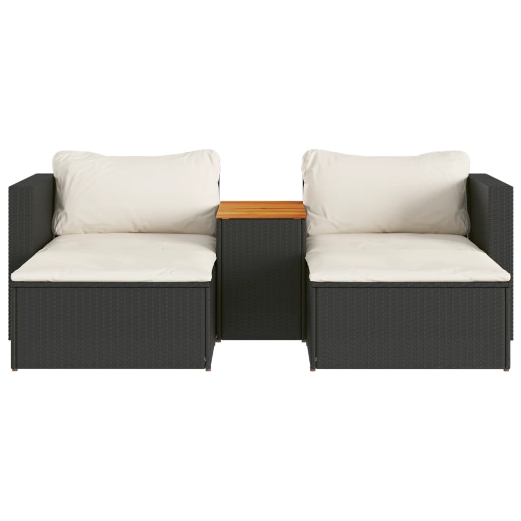 5-delige Loungeset met kussens poly rattan acacia zwart is nu te koop bij PeponiXL, paradijselijk wonen!