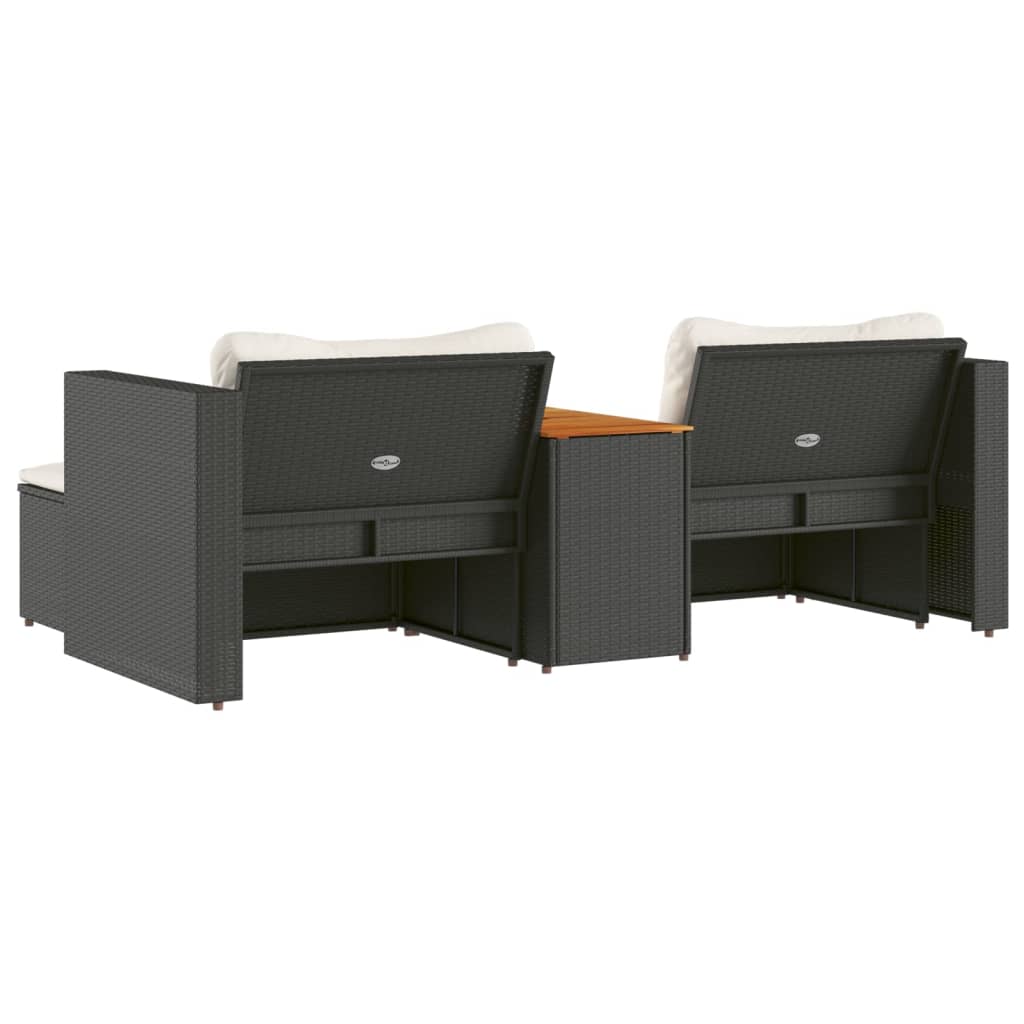 5-delige Loungeset met kussens poly rattan acacia zwart is nu te koop bij PeponiXL, paradijselijk wonen!