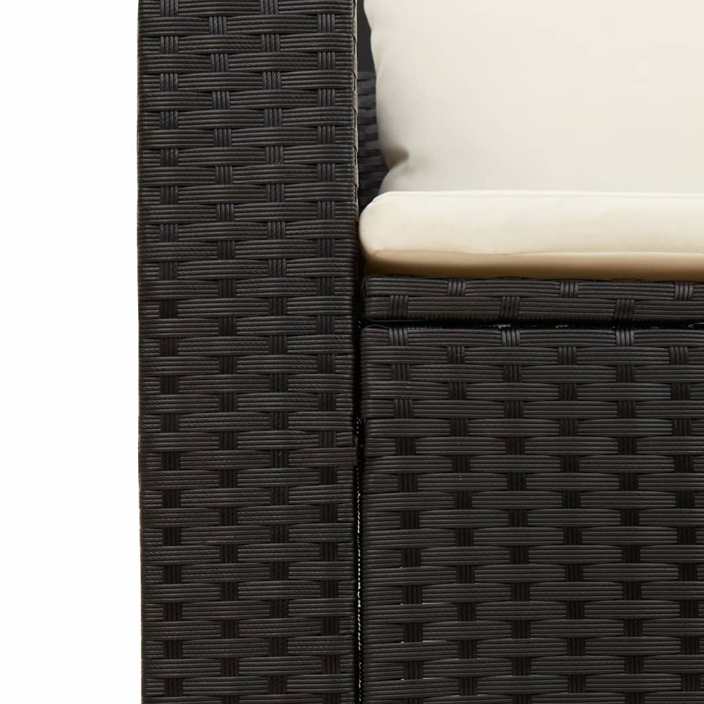 5-delige Loungeset met kussens poly rattan acacia zwart is nu te koop bij PeponiXL, paradijselijk wonen!
