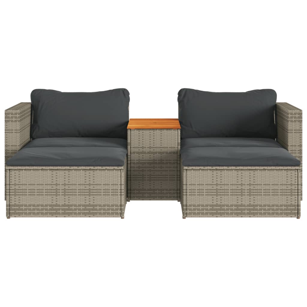 5-delige Loungeset met kussens poly rattan acacia grijs is nu te koop bij PeponiXL, paradijselijk wonen!