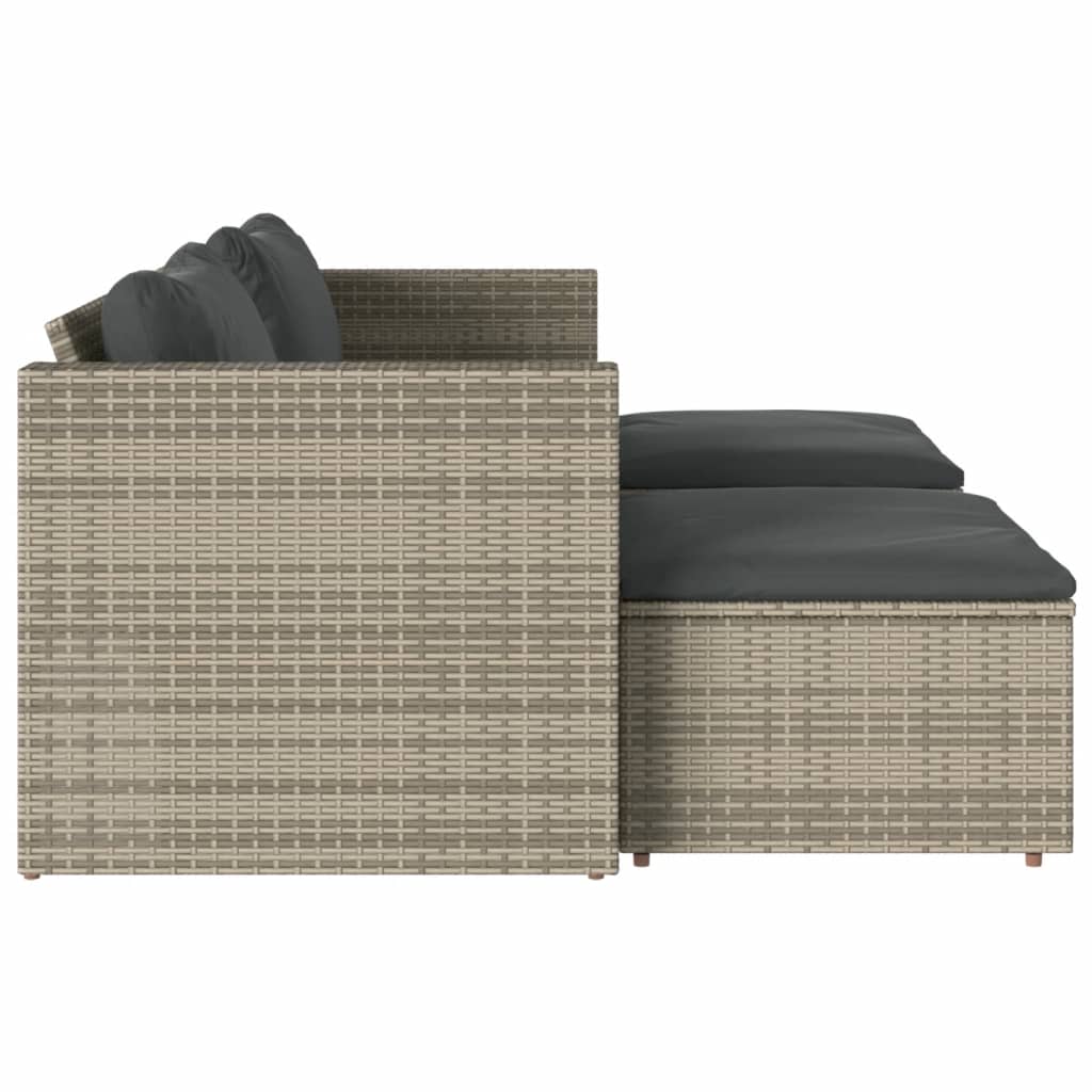 5-delige Loungeset met kussens poly rattan acacia grijs is nu te koop bij PeponiXL, paradijselijk wonen!