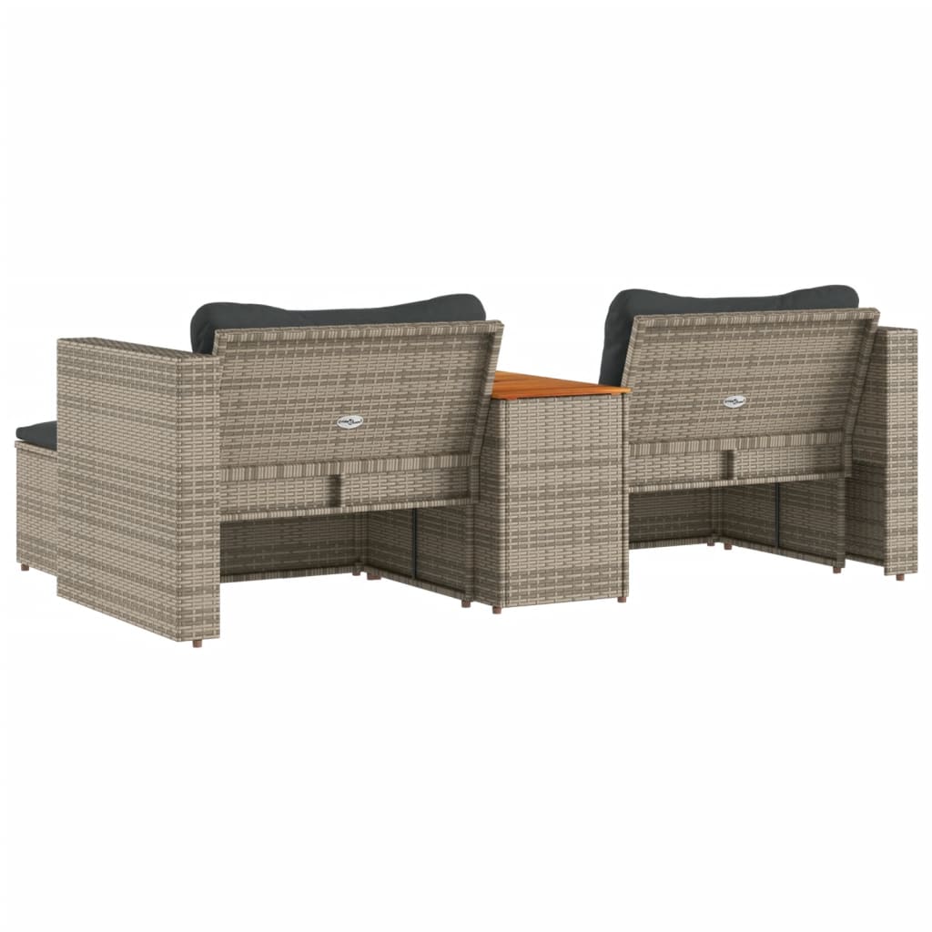 5-delige Loungeset met kussens poly rattan acacia grijs is nu te koop bij PeponiXL, paradijselijk wonen!