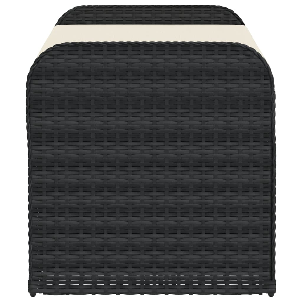 Opbergbankje met kussen 115x51x52 cm poly rattan zwart is nu te koop bij PeponiXL, paradijselijk wonen!
