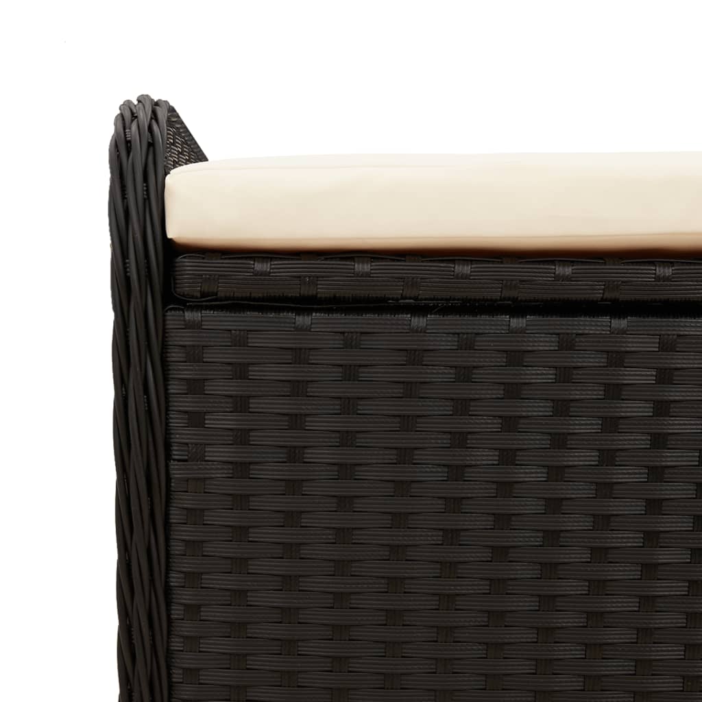 Opbergbankje met kussen 115x51x52 cm poly rattan zwart is nu te koop bij PeponiXL, paradijselijk wonen!