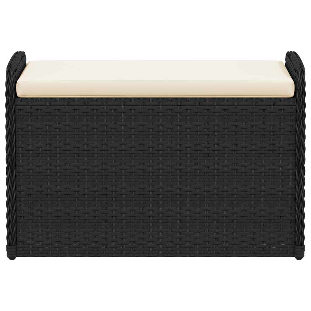 Opbergbankje met kussen 80x51x52 cm poly rattan zwart is nu te koop bij PeponiXL, paradijselijk wonen!