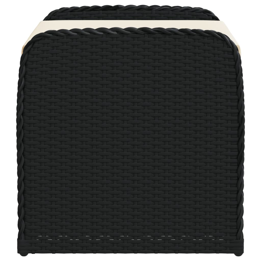Opbergbankje met kussen 80x51x52 cm poly rattan zwart is nu te koop bij PeponiXL, paradijselijk wonen!