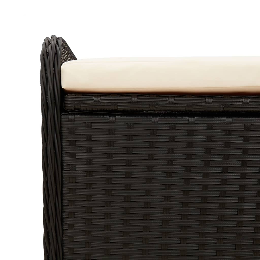 Opbergbankje met kussen 80x51x52 cm poly rattan zwart is nu te koop bij PeponiXL, paradijselijk wonen!