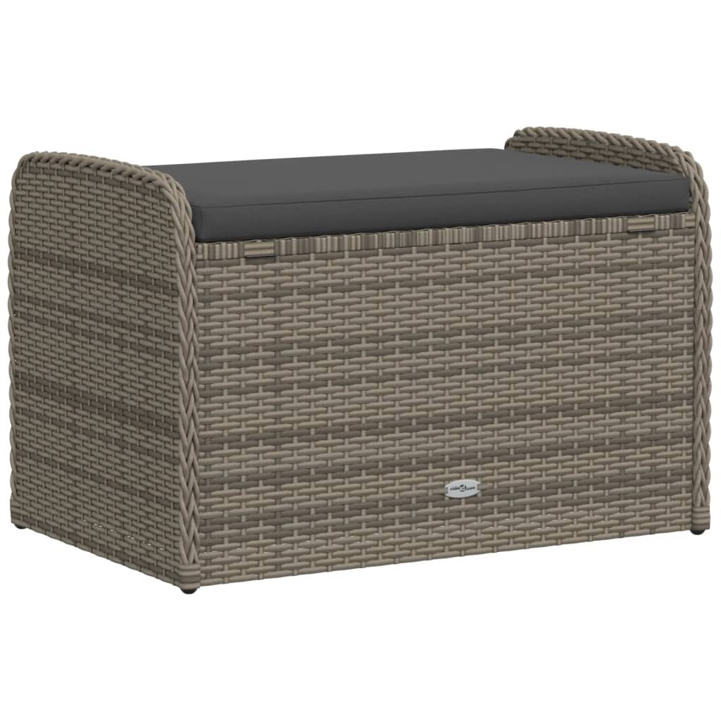 Opbergbankje met kussen 80x51x52 cm poly rattan grijs is nu te koop bij PeponiXL, paradijselijk wonen!