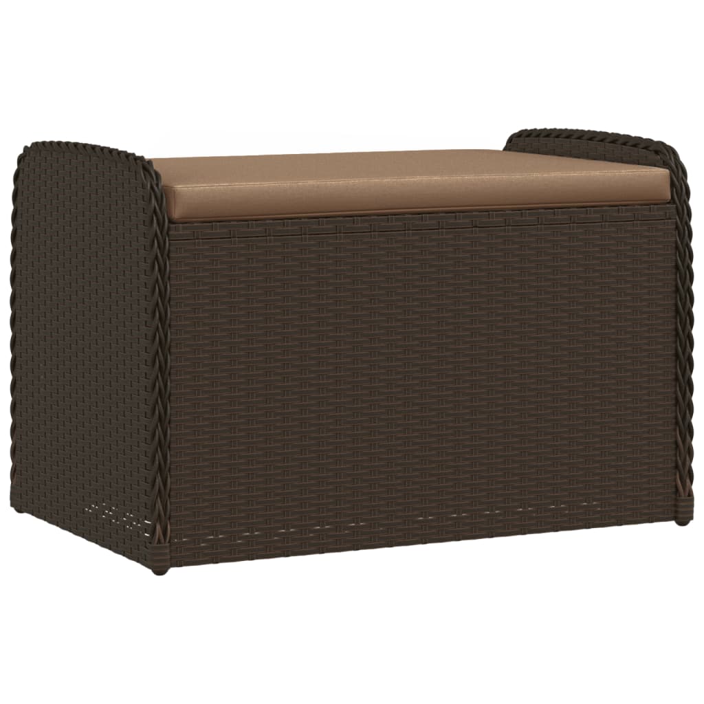 Opbergbankje met kussen 80x51x52 cm poly rattan bruin is nu te koop bij PeponiXL, paradijselijk wonen!