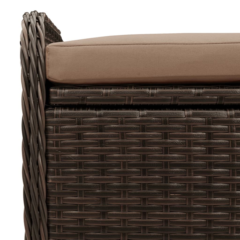 Opbergbankje met kussen 80x51x52 cm poly rattan bruin is nu te koop bij PeponiXL, paradijselijk wonen!