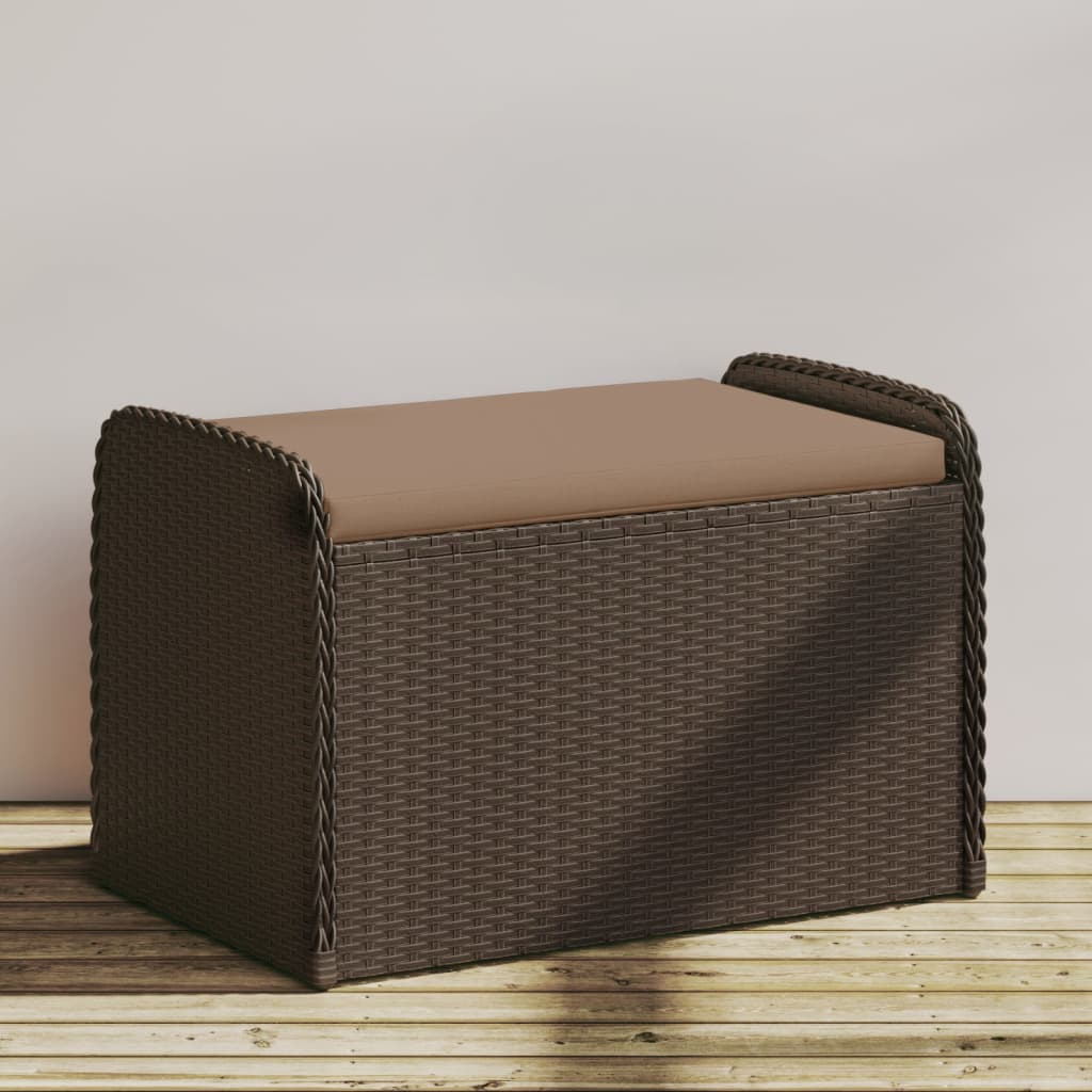 Opbergbankje met kussen 80x51x52 cm poly rattan bruin is nu te koop bij PeponiXL, paradijselijk wonen!